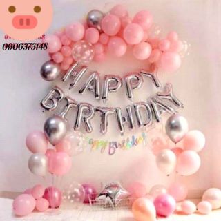 Set trang trí sinh nhật mẫu bóng pastel tặng bơm keo