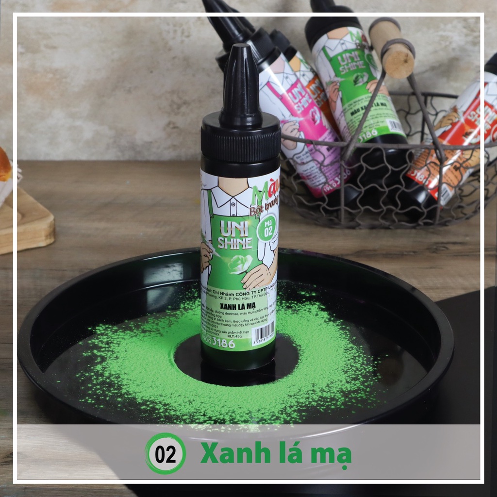 Màu Bột Phun Thực Phẩm 45g Xanh lá mạ (Flour food color Green) - MS02 - Unicorn Color