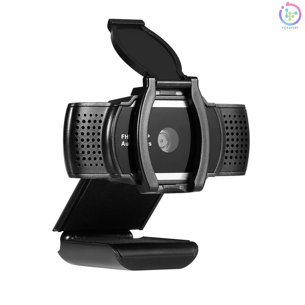 1080P USB Webcam Auto Focus Web Camera with Privacy Cover Built-in Microphone Drive-free Camera for PC Laptop Black