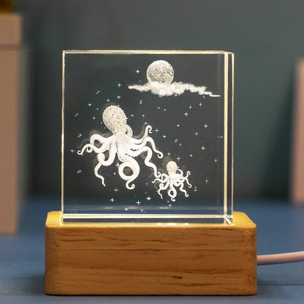 Đèn LED Hình Vuông Đế Gỗ Dùng Trang Trí Nhà