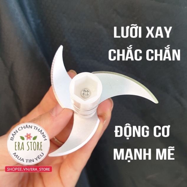 Máy xay tỏi ớt mini cầm tay thể tích 250ml - Máy xay đa năng pin trâu lưỡi thép 3 cánh quay nhanh không gỉ, dễ sử dụng