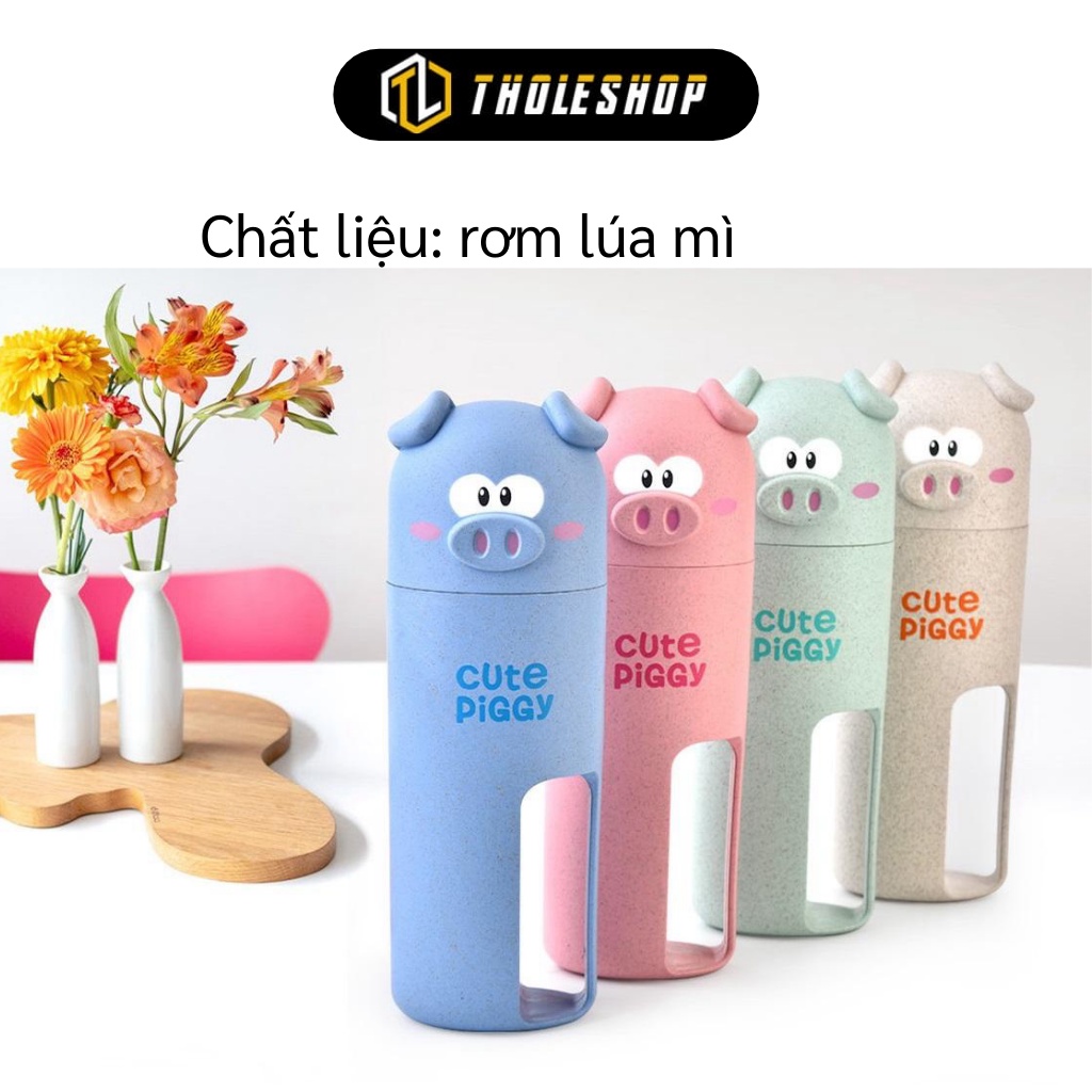 Hộp Đựng Bàn Chải Du Lịch - Lọ Bảo Quản Kem Đánh Răng Kèm 2 Bàn Chải Hình Heo Piggy 8356