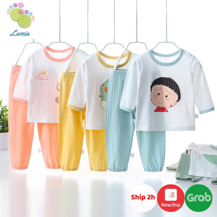 Bộ Dài Tay Mỏng Mát Cho Bé Nằm Điều Hoà Chống Muỗi Mùa Hè 𝟎𝟏𝐁𝐃𝐓