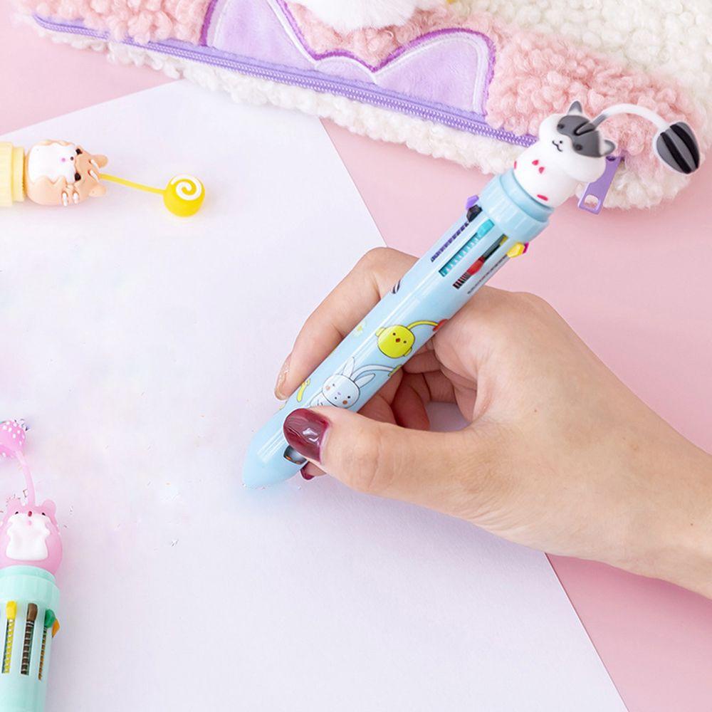 Bút Bi 10 Màu Hình Động Vật Xinh Xắn