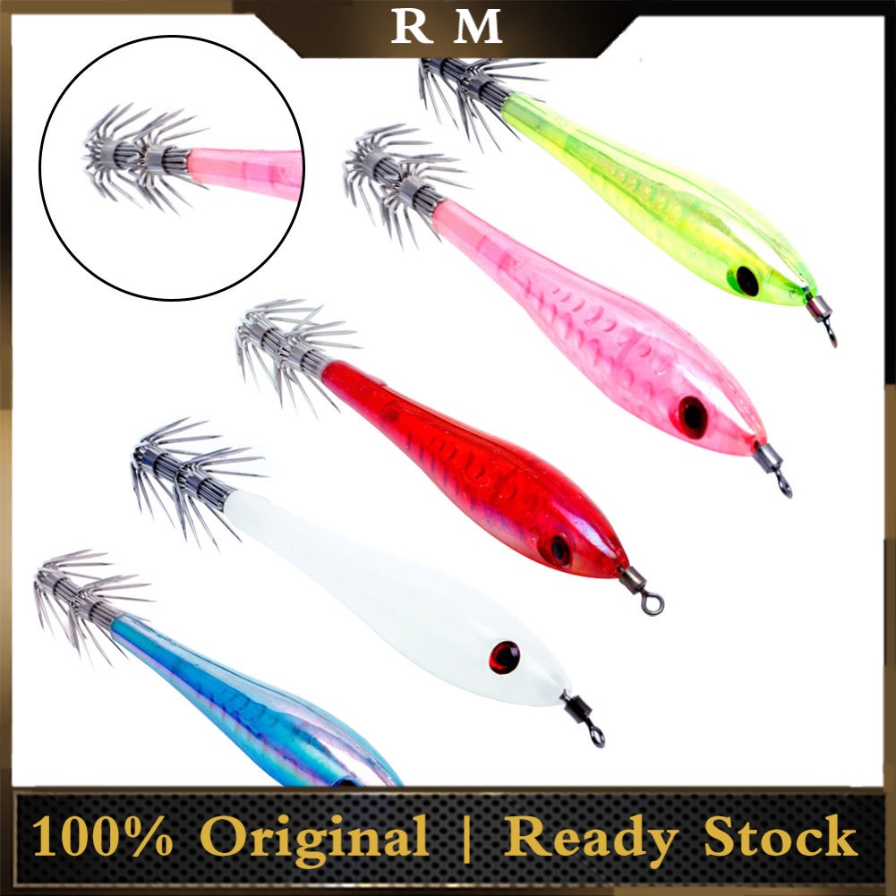 Set 5 Mồi Câu Cá Giả Dạ Quang Dạng Mực Cứng 10cm