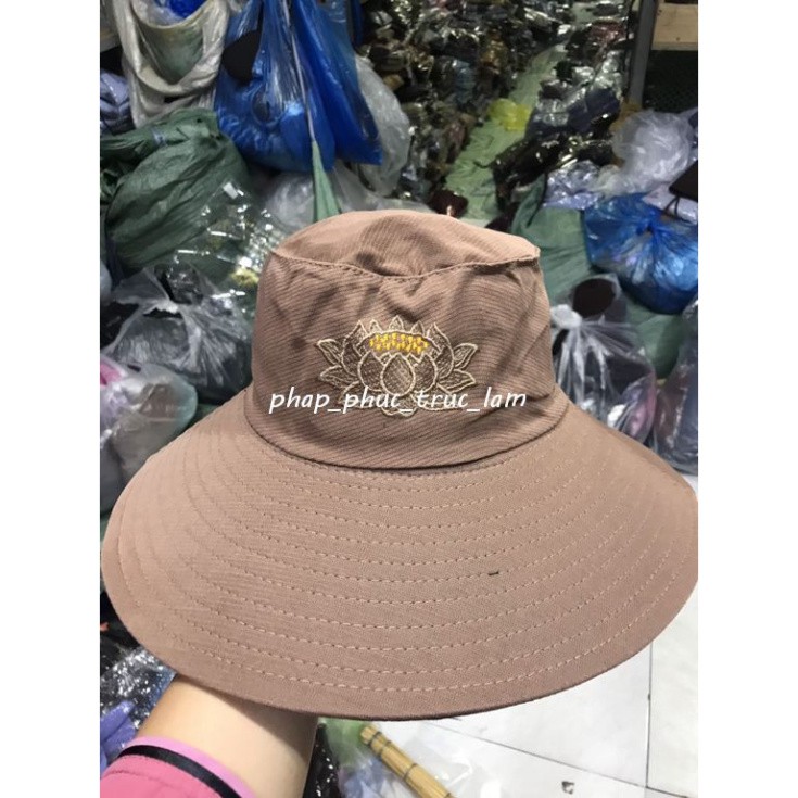 MS627 Nón đi chùa thêu sen - thêu Adida Phật