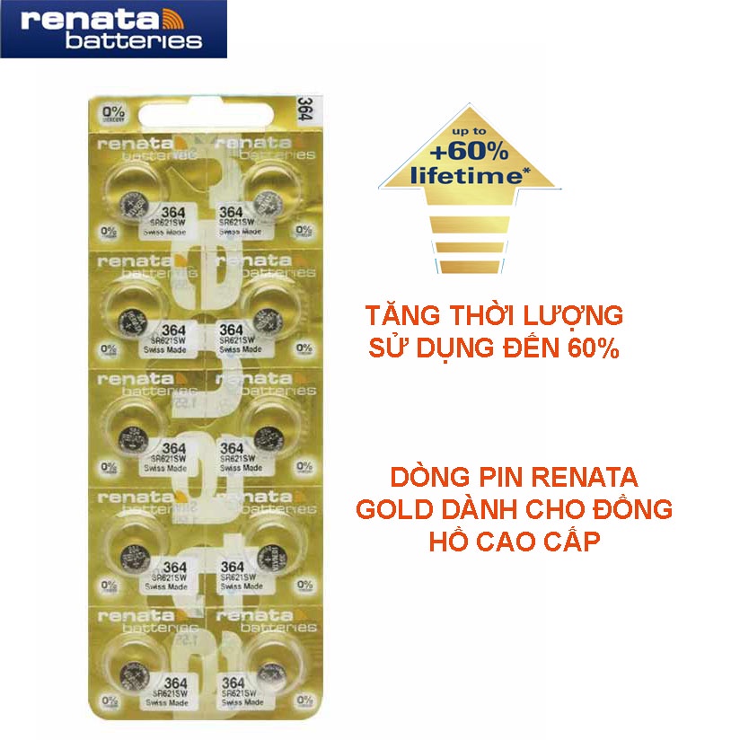 [Gold Premium Extra-Pin đồng hồ Thụy Sỹ RENATA 364 SR621SW dành cho đồng hồ kim 3 kim (Giá 1 Viên)