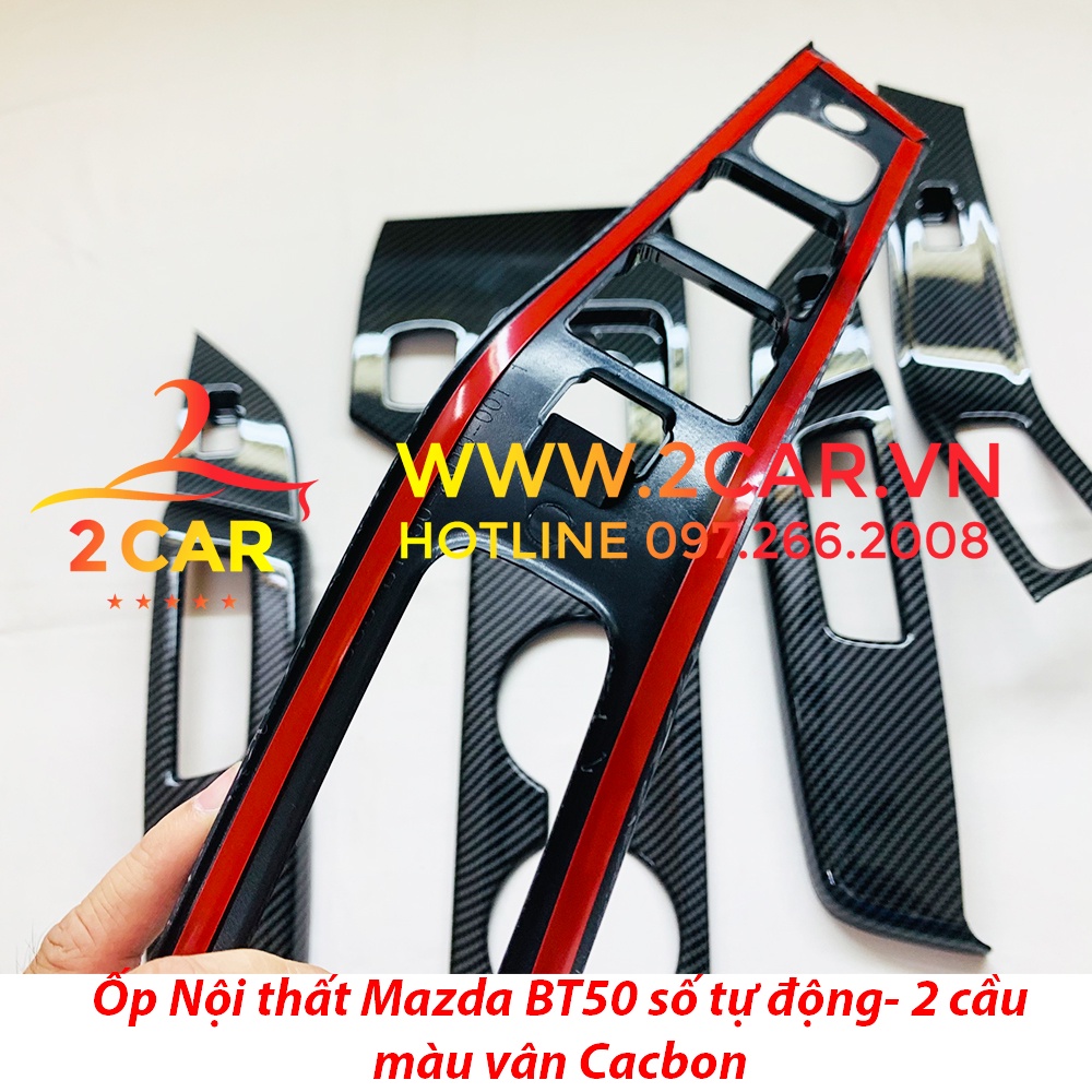 Ốp nội thất CARBON xe Mazda BT50 2013 - 2022 xe số tự động, bản 2 cầu chất liệu Nhựa vân Cacbon