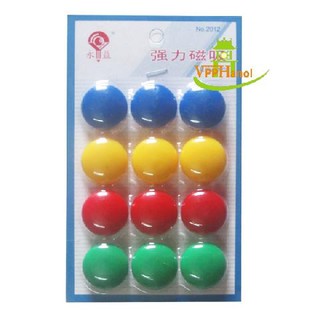 Vỉ 12 nam châm gắn bảng nhiều màu