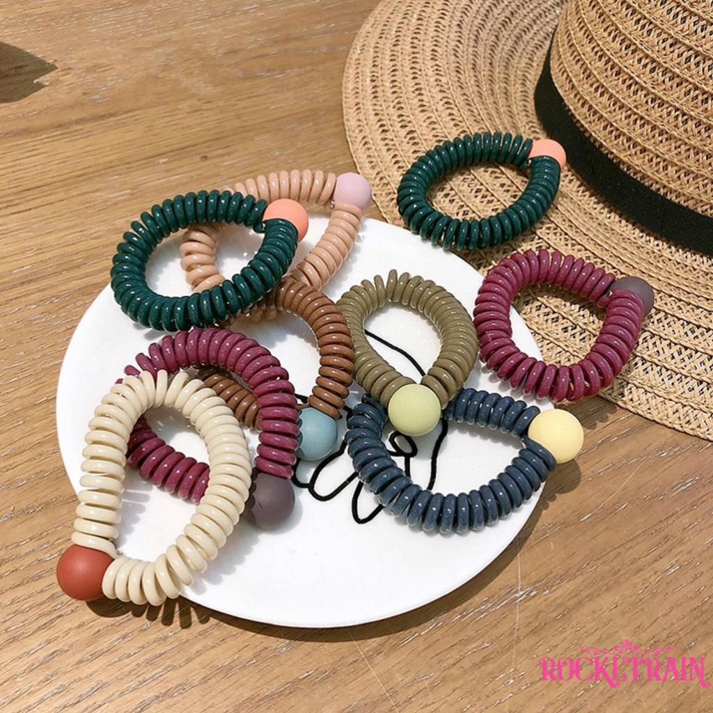 ❉Eoo❉Dây Buộc Tóc Kiểu Dây Điện Thoại Bàn Màu Sắc Đơn Giản Cho Nữ