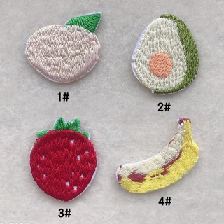 Set 40 sticker ủi, miếng patch ủi mẫu dâu, cherry