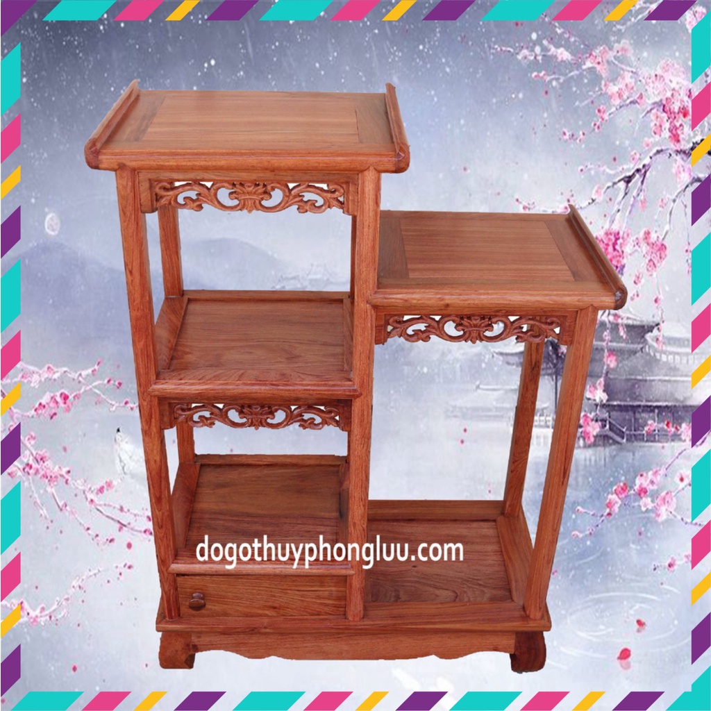 Kệ nhị sơn bày đồ trang trí gia đình gỗ hương Cao 81 Rộng 61