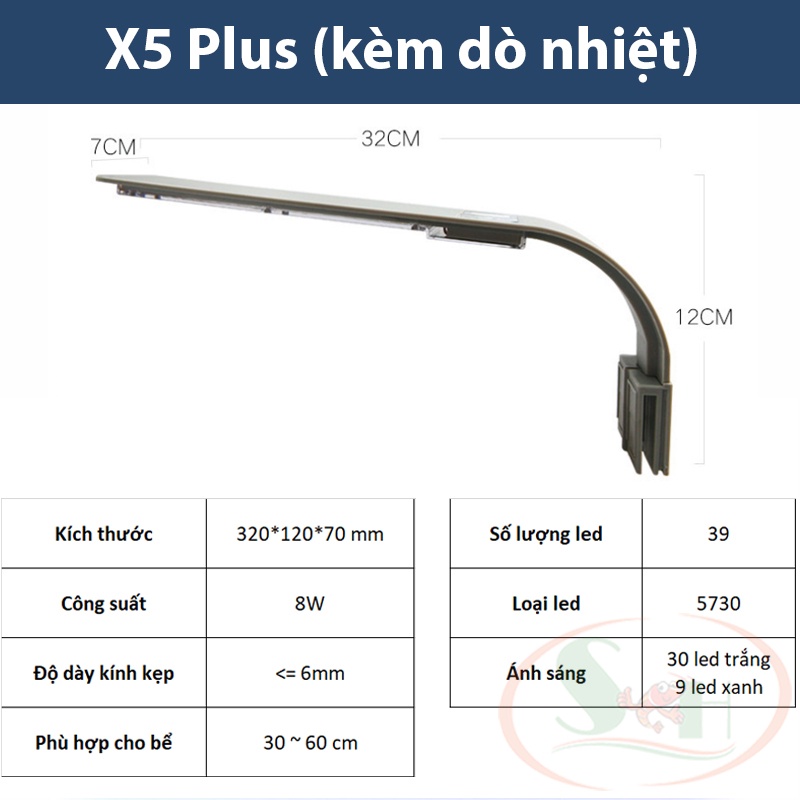 Đèn led kẹp X3, X5 plus, X7, X9 Mini Super Slim đèn bể cá thủy sinh để bàn
