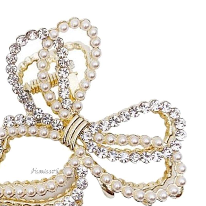 [Fenteer1] Kẹp Tóc Móng Vuốt Đính Nơ Chống Trượt Thanh Lịch Cho Tóc Dày