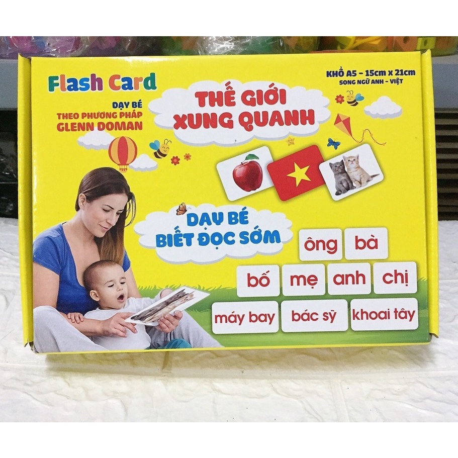 Bộ Thẻ Học Thông Minh Loại To A5 Cho Bé FlashCard Song Ngữ Việt Anh Dạy Trẻ Về Thế Giới Xung Quanh