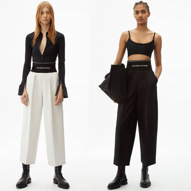 Quần Crop Top Dây Kéo Bên Hông logo wang wang