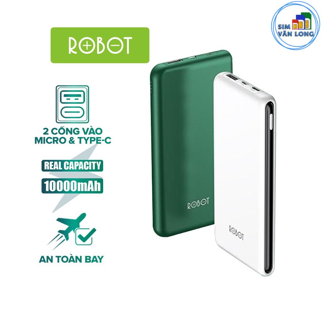 Pin Sạc Dự Phòng 10.000mAh ROBOT RT180 1 Output USB & 2 Input Micro/Type-C - Kích Thước Siêu Mỏng Nhẹ _1