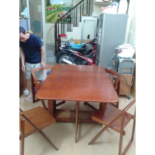 Bàn ăn Thông Minh gỗ Sồi xếp gọn