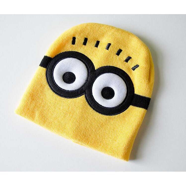 Set Mũ Len Beanie Và Găng Tay Hình Minion Hoạt Hình Cho Bé