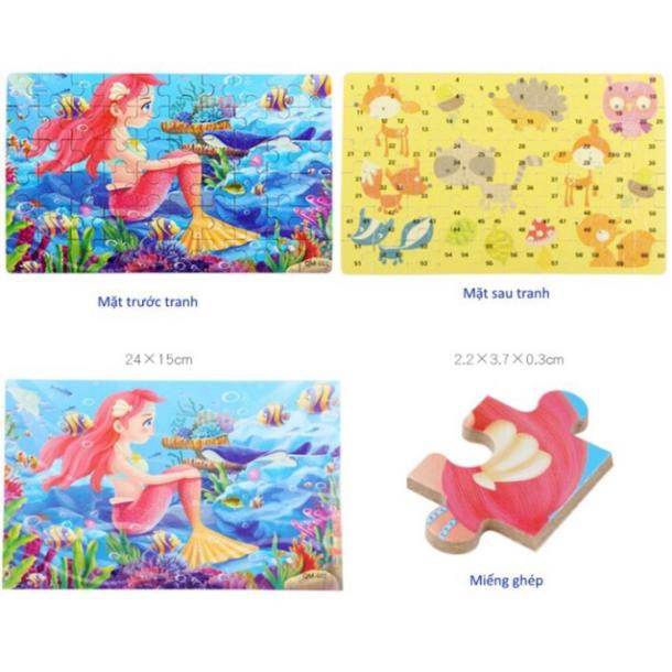 [Mã TOYJAN hoàn 20K xu đơn 50K] [được chọn mẫu] XẾP HÌNH GỖ PUZZLE 60 MẢNH HỘP THIẾC