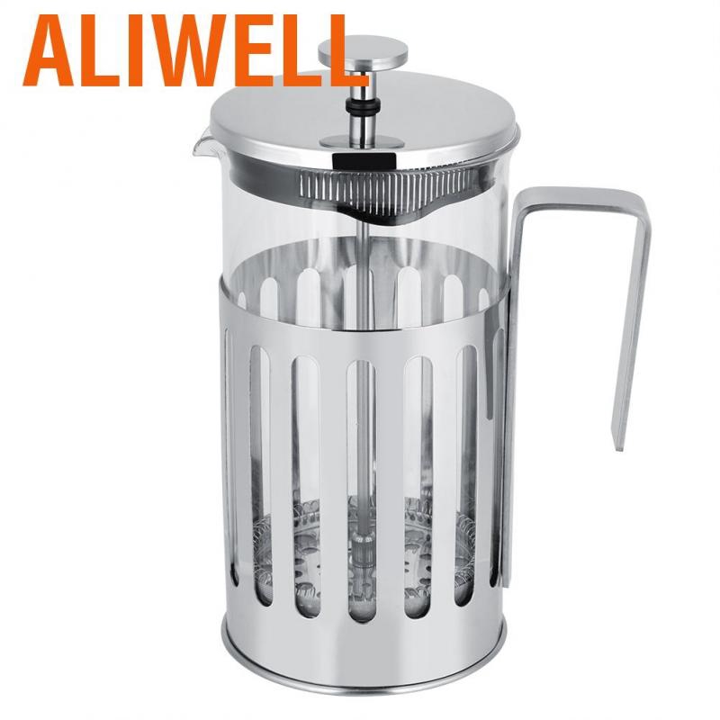 Aliwell Coffee Pots Stainless Steel High-temperature Resistant Glass Maker French Press Filter Pot Househo