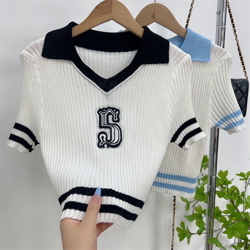 Áo sweater Ngắn Tay In Chữ Màu Sắc Trẻ Trung Cho Nữ
