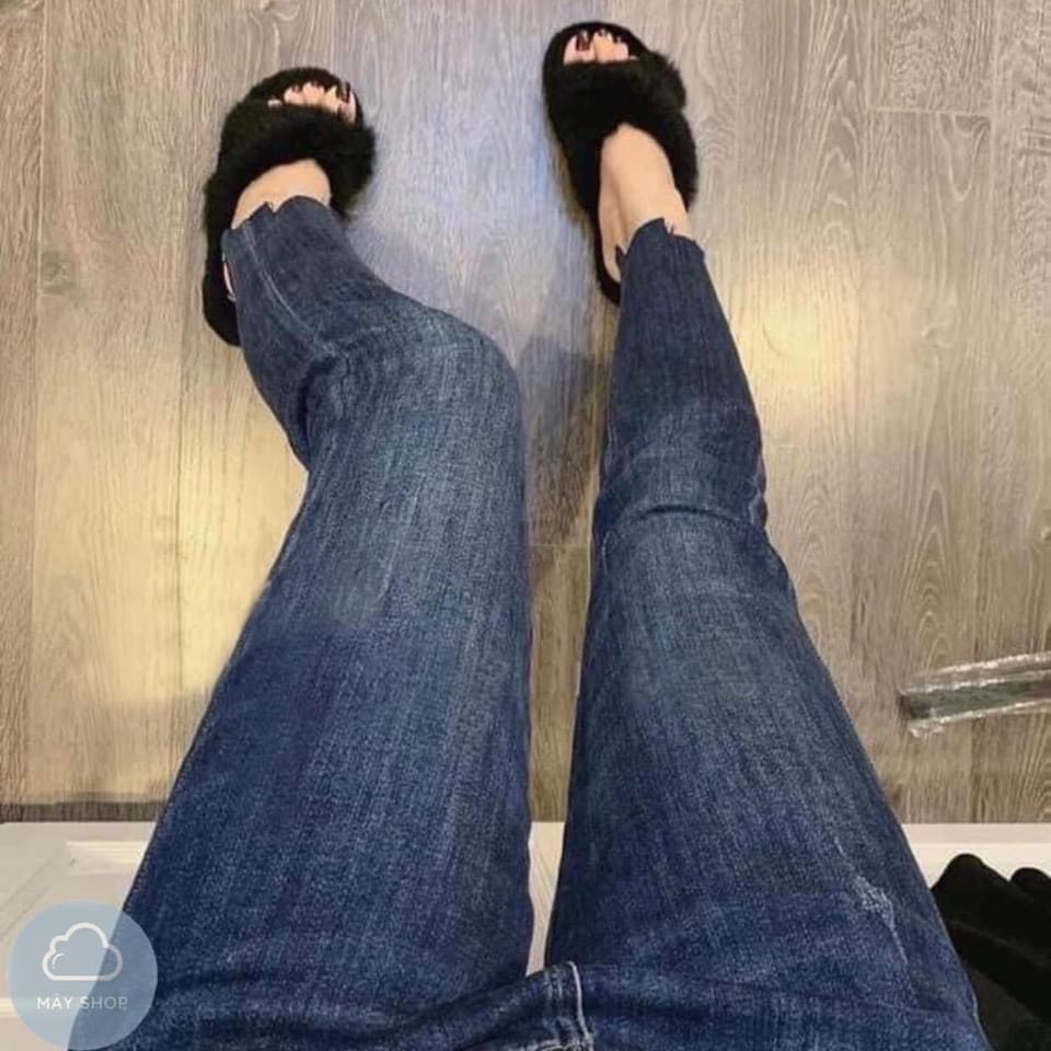 Quần jeans ômhs đứng xanh đậm cắt gấu