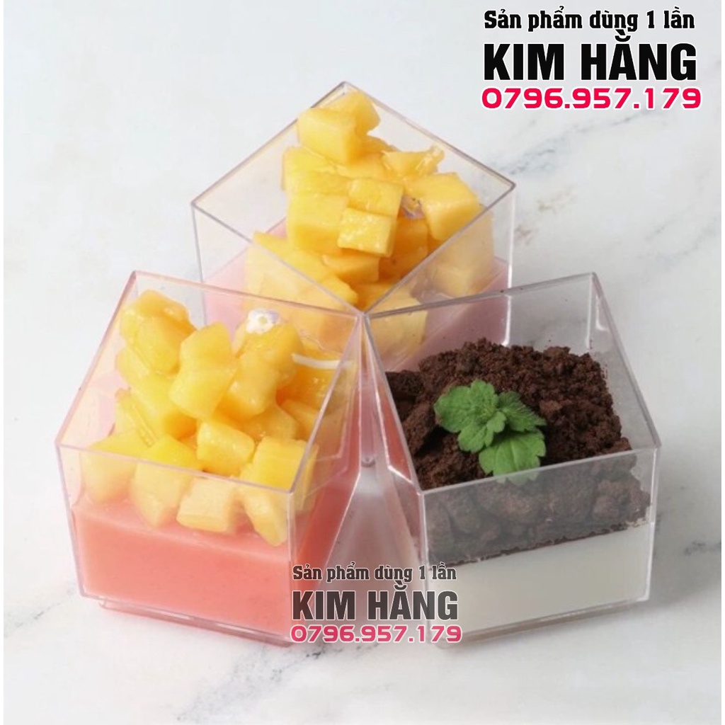Lốc 100 ly mousse vuông LC-4248  , ly đựng bánh tiramisu , panna cotti,.....