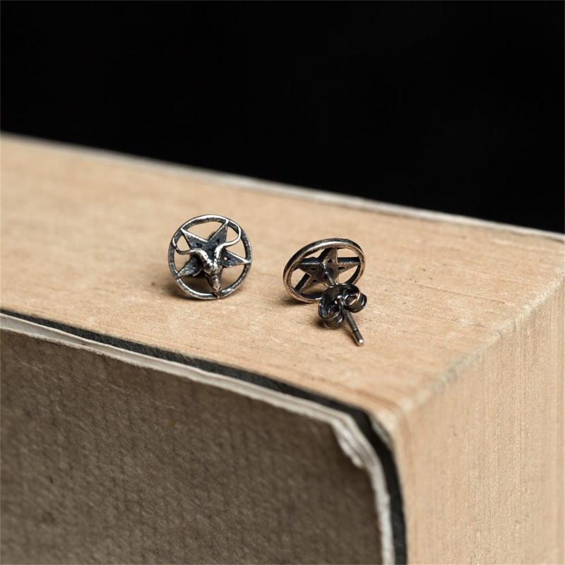 Bông Tai Hình Chú Cừu Ngôi Sao Năm Cánh Màu Tối Thời Trang Cho Nam Và Nữ