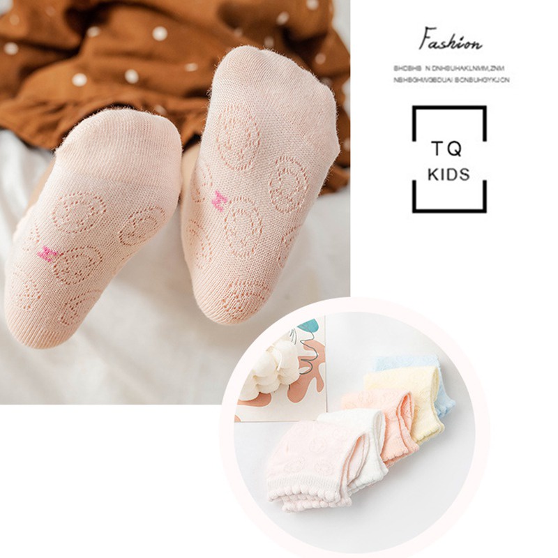 Vớ Cotton Cổ Ngắn Chống Trượt Thoải Mái Phối Ren Lưới Dành Cho Bé Trai Bé Gái