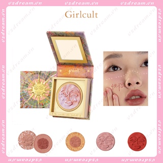 Bảng phấn má hồng girlcult emotional tạo khối bắt sáng không dễ nhòe fuwa mochi màu đào / xanh dương / đỏ / cam