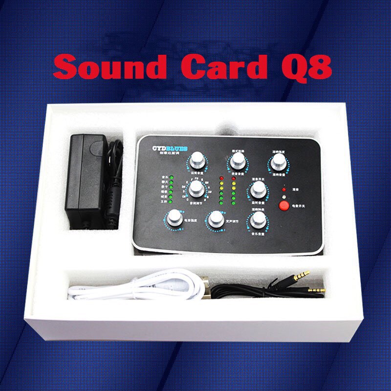 [Mã 159ELSALE hoàn 7% đơn 300K] SOUND CARD Q8 R900 FX có autu-tune hỗ trợ tốt các dòng mic thu âm