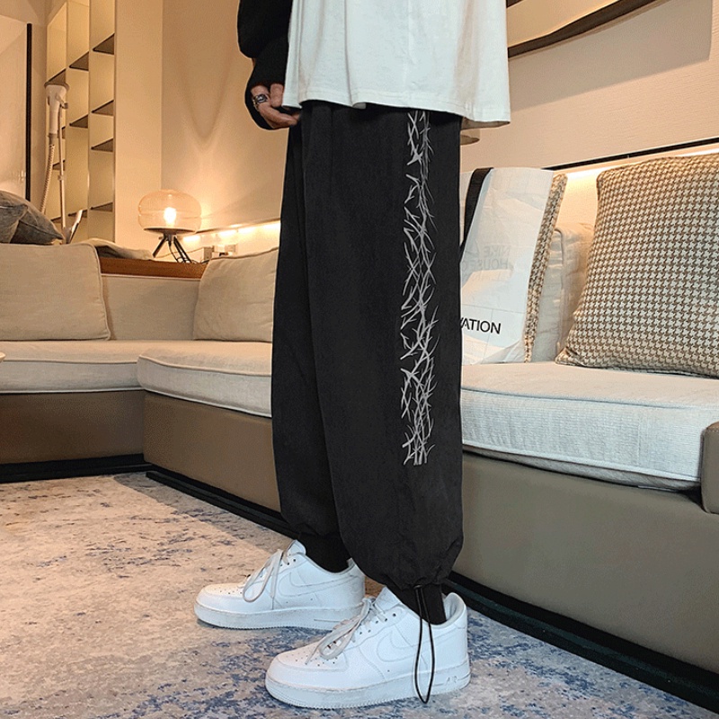 ✦ AFFLIGA ✦Quần dài thể thao vải cotton màu trơn phối dây rút thời trang Hàn Quốc cho nam size M-3Xl