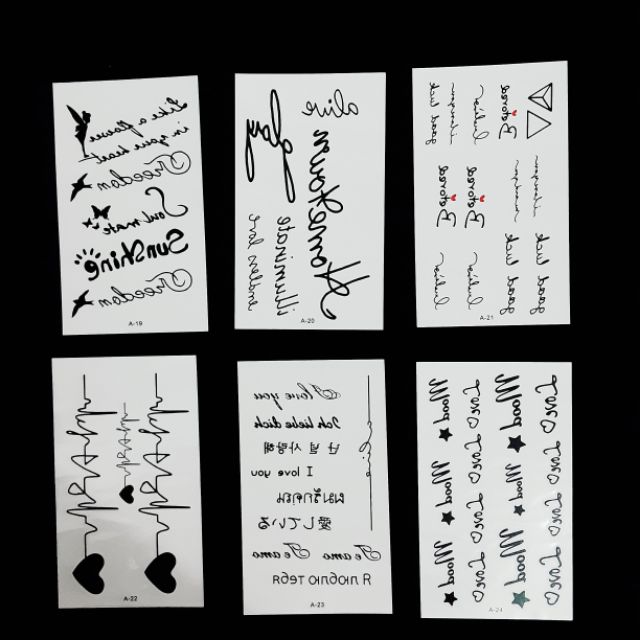 A2 Hình xăm nước hình xăm dán tatoo mini stickers Chữ đẹp phong cách Hàn Quốc dễ thương cá tính Hot hit