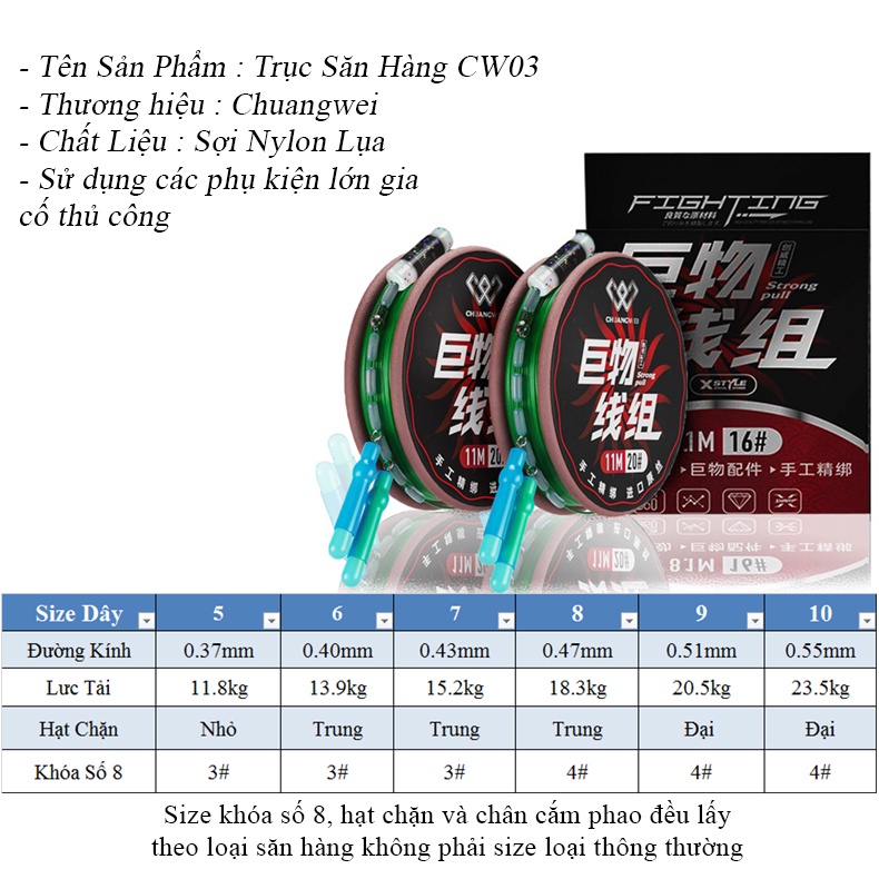 Trục Săn Hàng Làm Sẵn Chuangwei - Chuyên câu đài câu đơn - CW03