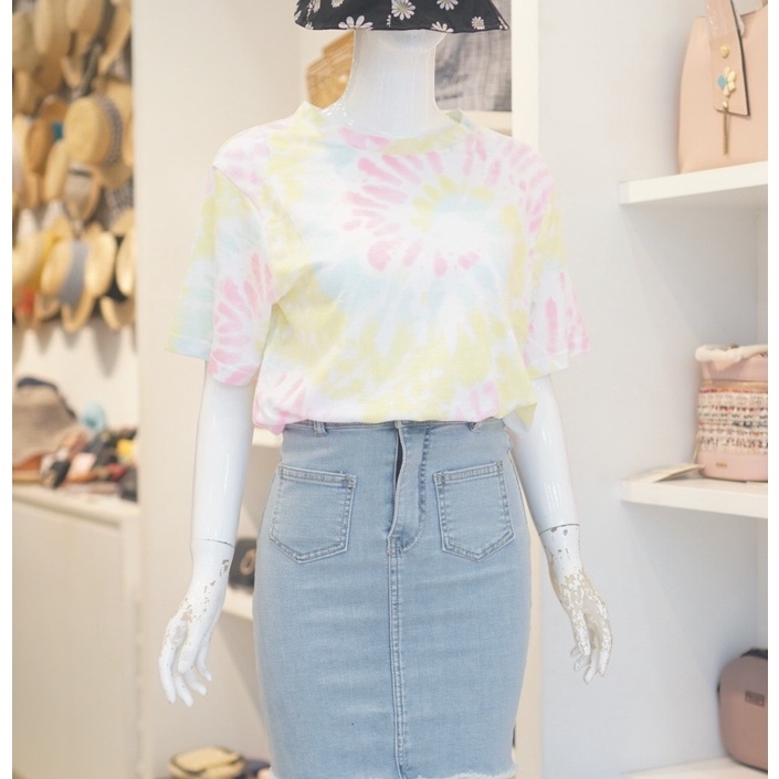 Áo thun nữ họa tiết loang MENINA , chất xược cotton thời trang