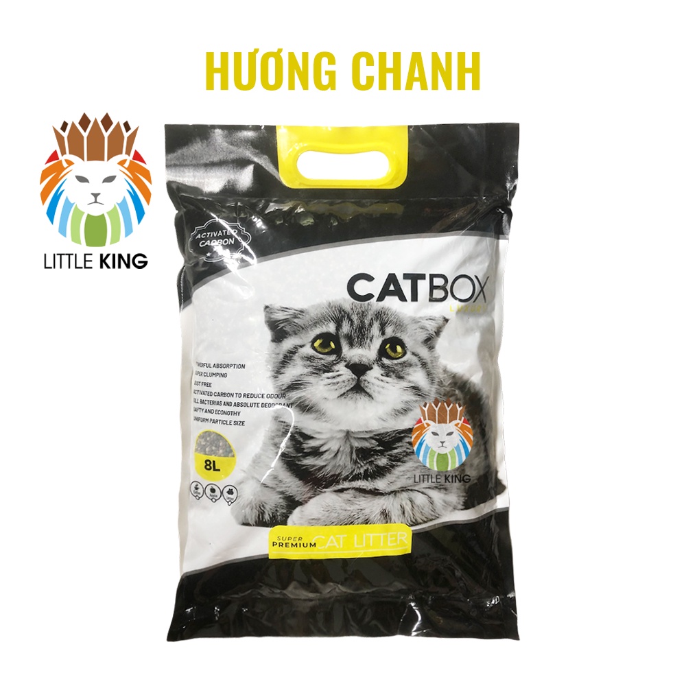 Cát vệ sinh cho mèo Catbox 8L, cát vệ sinh than hoạt tính carbon siêu thấm hút và khử mùi Little King pet shop