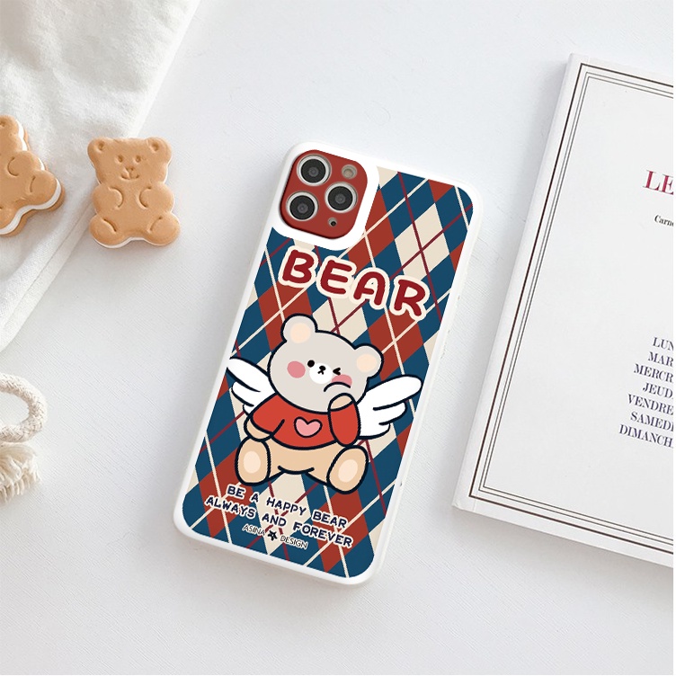 Ốp lưng iphone gấu cạnh vuông dẻo viền vuông iphone 6splus/7/7plus/8/8plus/x/xr/xs/11/12/pro/max/plus/13promax tr102