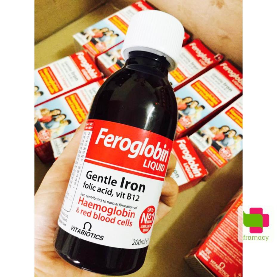 Sắt nước Feroglobin Liquid, Anh (200ml) hỗ trợ tái tạo hồng cầu ngừa thiếu máu cho trẻ từ 3 tuổi trở lên và người lớn