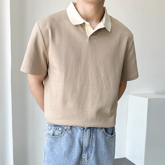 Áo Thun POLO Ngắn Tay Form Rộng Phong Cách Hàn Quốc Dành Cho Nam