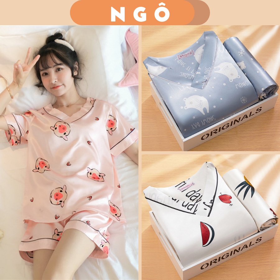 Đồ bộ nữ pijama mặc nhà phi lụa đẹp nhiều màu dễ thương - P1 | BigBuy360 - bigbuy360.vn