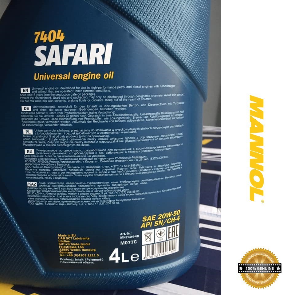 [PRO] Nhớt Mannol 7404 Safari 20W-50 SN/ CG-4 | 4 Lít Đa Năng Với Nền Khoáng Tinh Khiết Cho Động Cơ Xăng Và Diesel