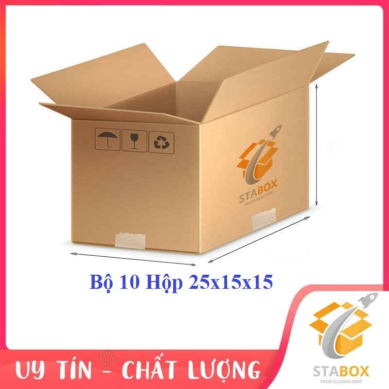 Bộ 10 Hộp Carton 25x15x15 Cm Hộp Carton Giá Rẻ