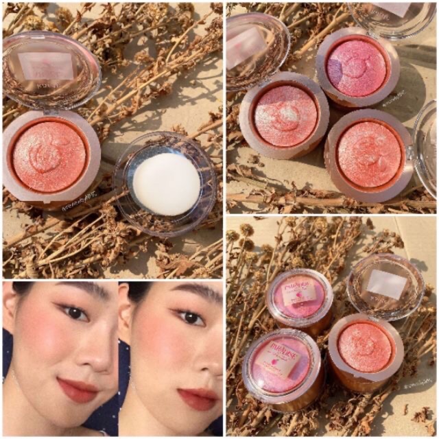 Má hồng loang trái đào bắt sáng Paradise Blusher Kèm bông mút