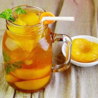 Đào ngâm Dblent làm món trà đào cam sả