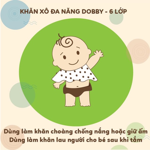 [LULLABY SALE] Khăn xô đa năng DOBBY - 6 lớp - PACK 1 sơ sinh bé trai bé gái