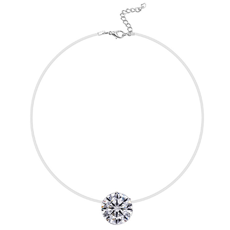 Vòng cổ dây kiểu câu cá vô hình đính đá zircon nhân tạo thời trang đơn giản