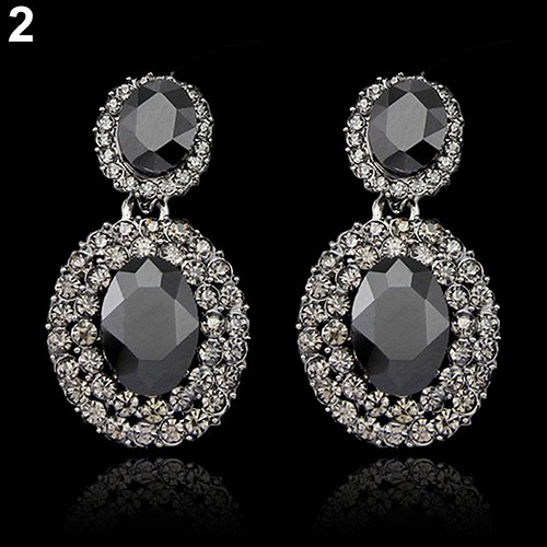 Đôi Khuyên Tai HìNh Oval ĐíNh Kim Cương Giả LấP LáNh ThờI Trang Cho Nữ