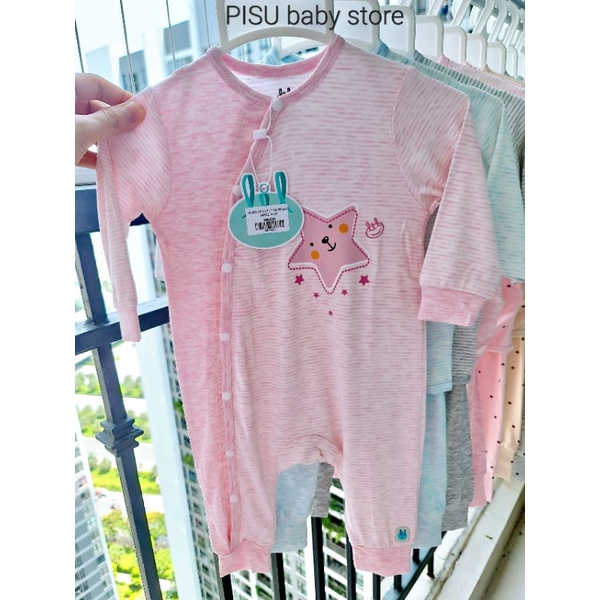 Lil little love - Body, bộ dài tay cài chéo sao to petit cho bé 0-6m