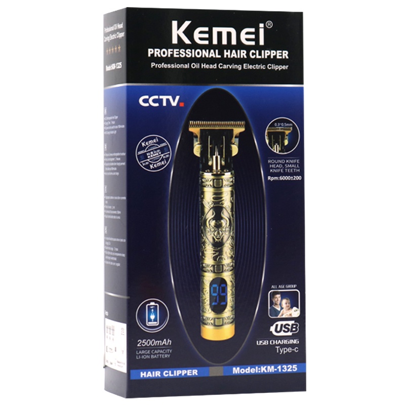 Tông đơ KEMEI cắt tóc chuyên nghiệp có màn hình LCD cho nam